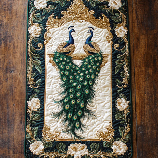 Elegant Couple Peacock WY2105039CL Quilted Table Runner