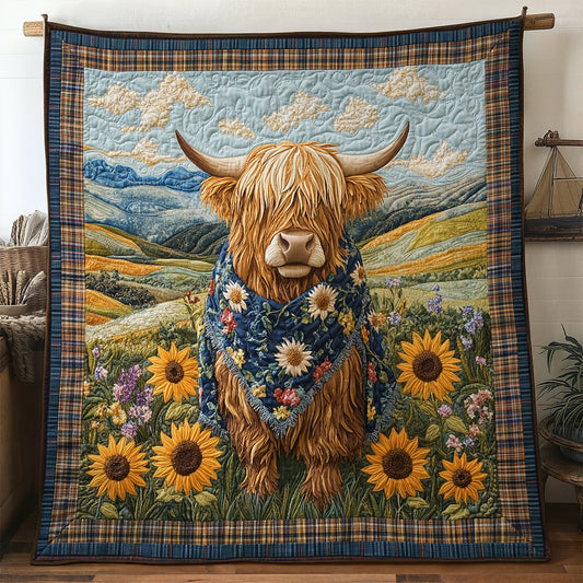 Highland Cow Garden Waltz WN1707024CL Quilt