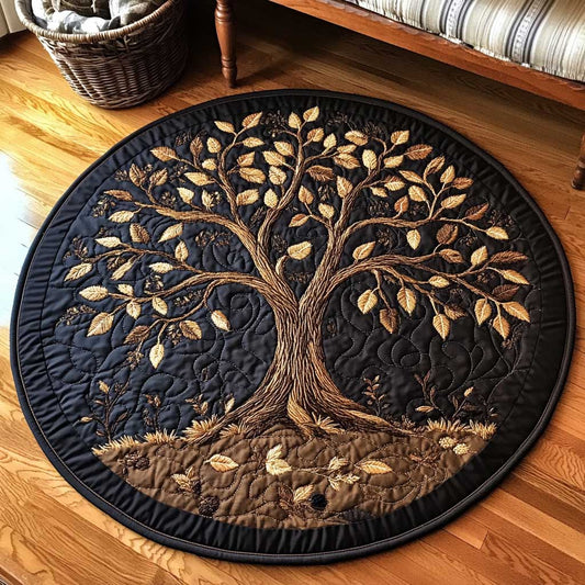 Golden Tree Of Life WN2103090CL Quilted Round Mat