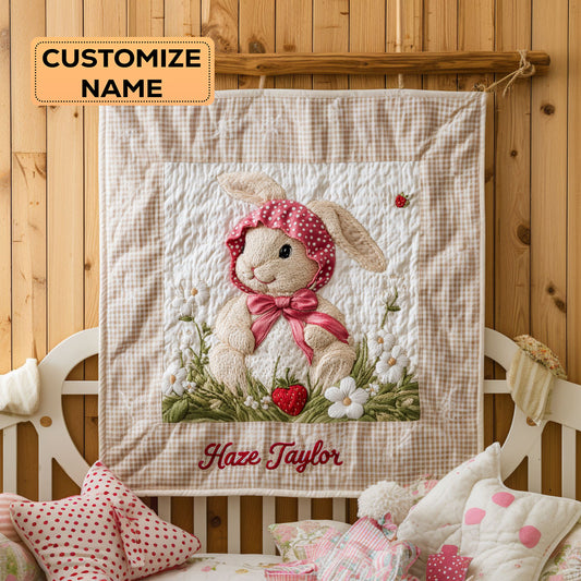 Bunny Berry Patch WN1807010CL Personalized Baby Quilt