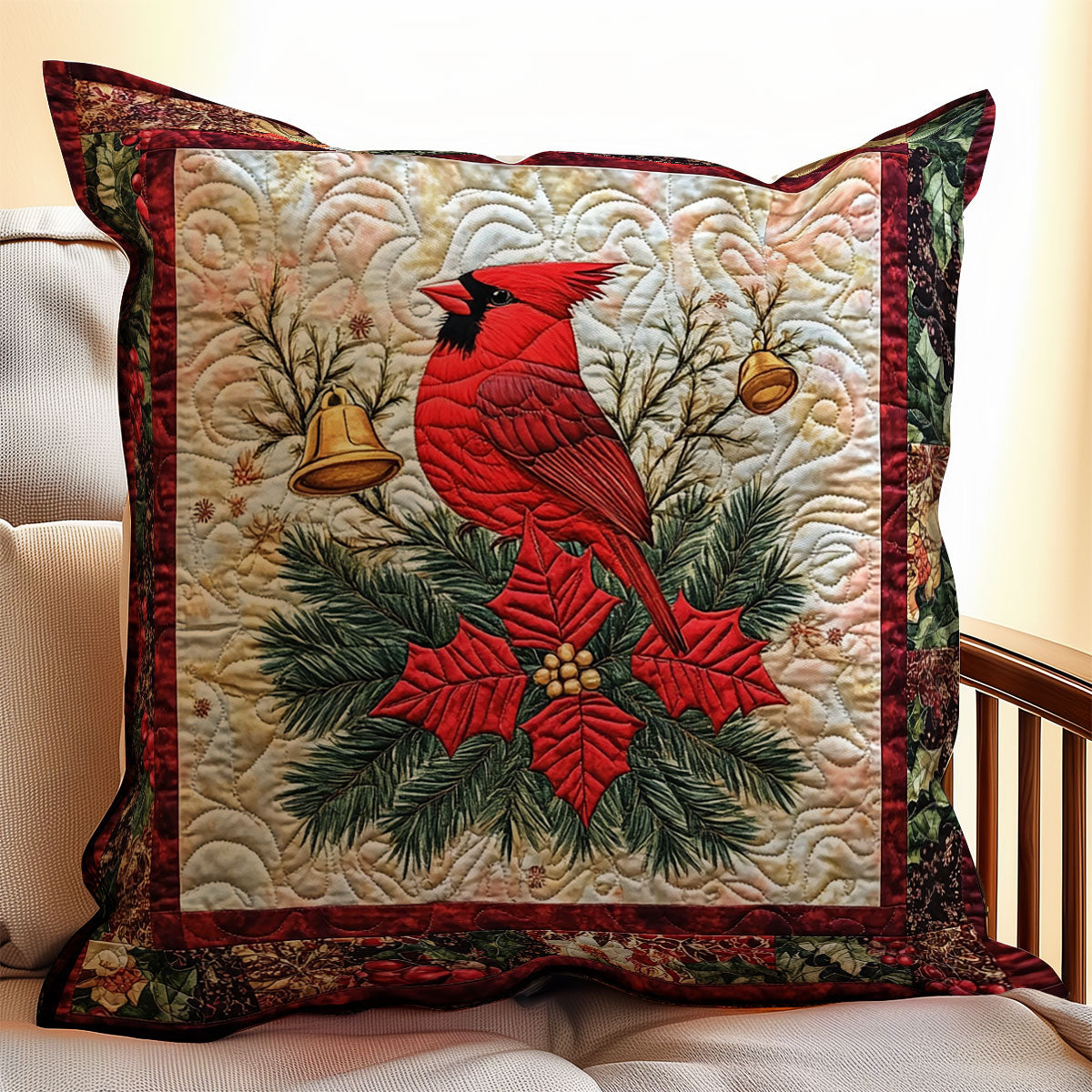 Cardinal Poinsettia WX2402114CL Quilt Pillow Case