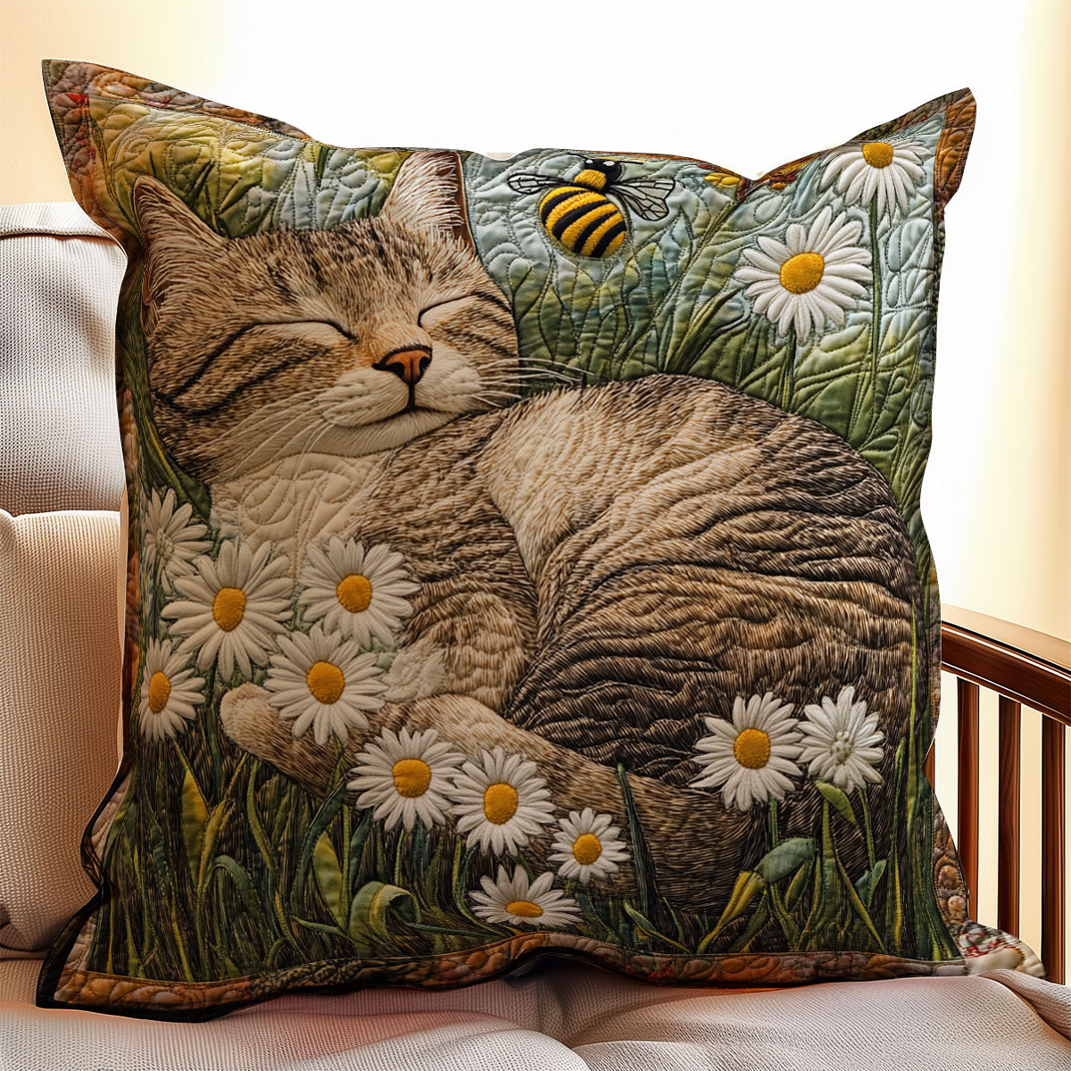 Cat Sleeping Daisy WX2402118CL Quilt Pillow Case