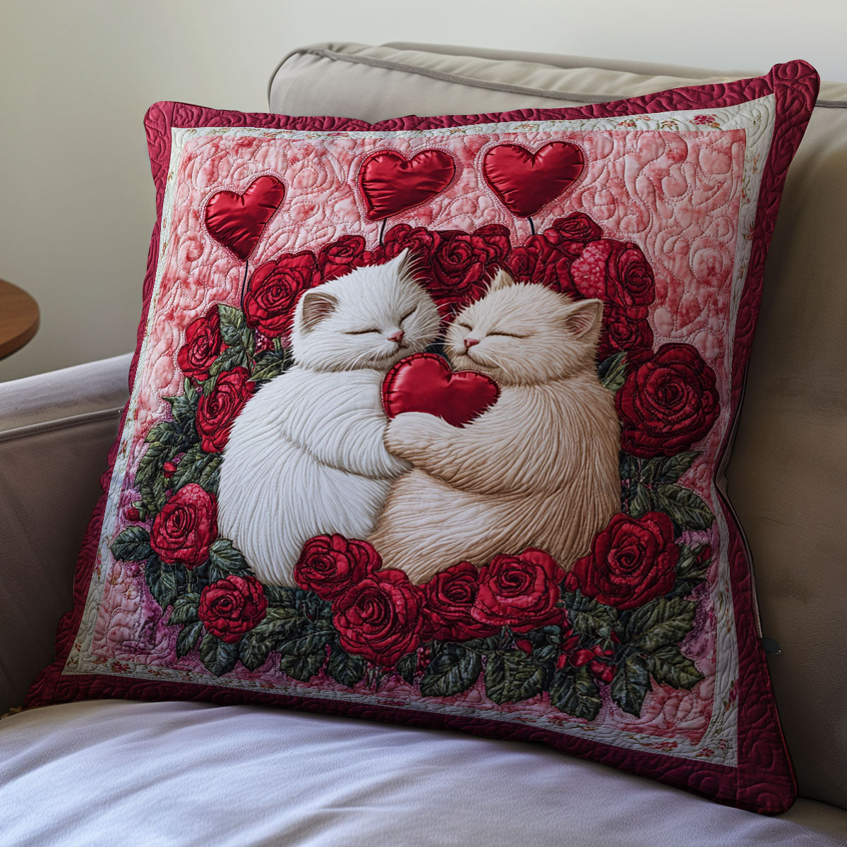 Couple Cat Valentine WX0302126CL Quilt Pillow Case