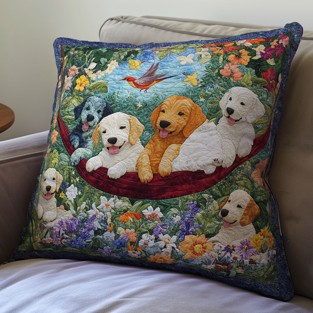 Cute Dog In Garden WX0302136CL Quilt Pillow Case