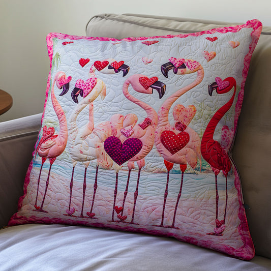 Flamingo Valentine WX0302138CL Quilt Pillow Case