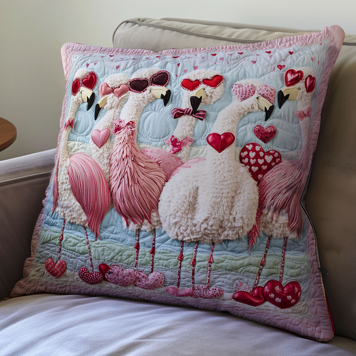 Flamingo Valentine WX0302139CL Quilt Pillow Case