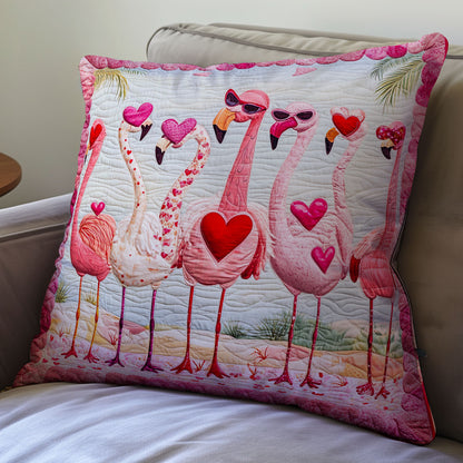 Flamingo Valentine WX0302141CL Quilt Pillow Case