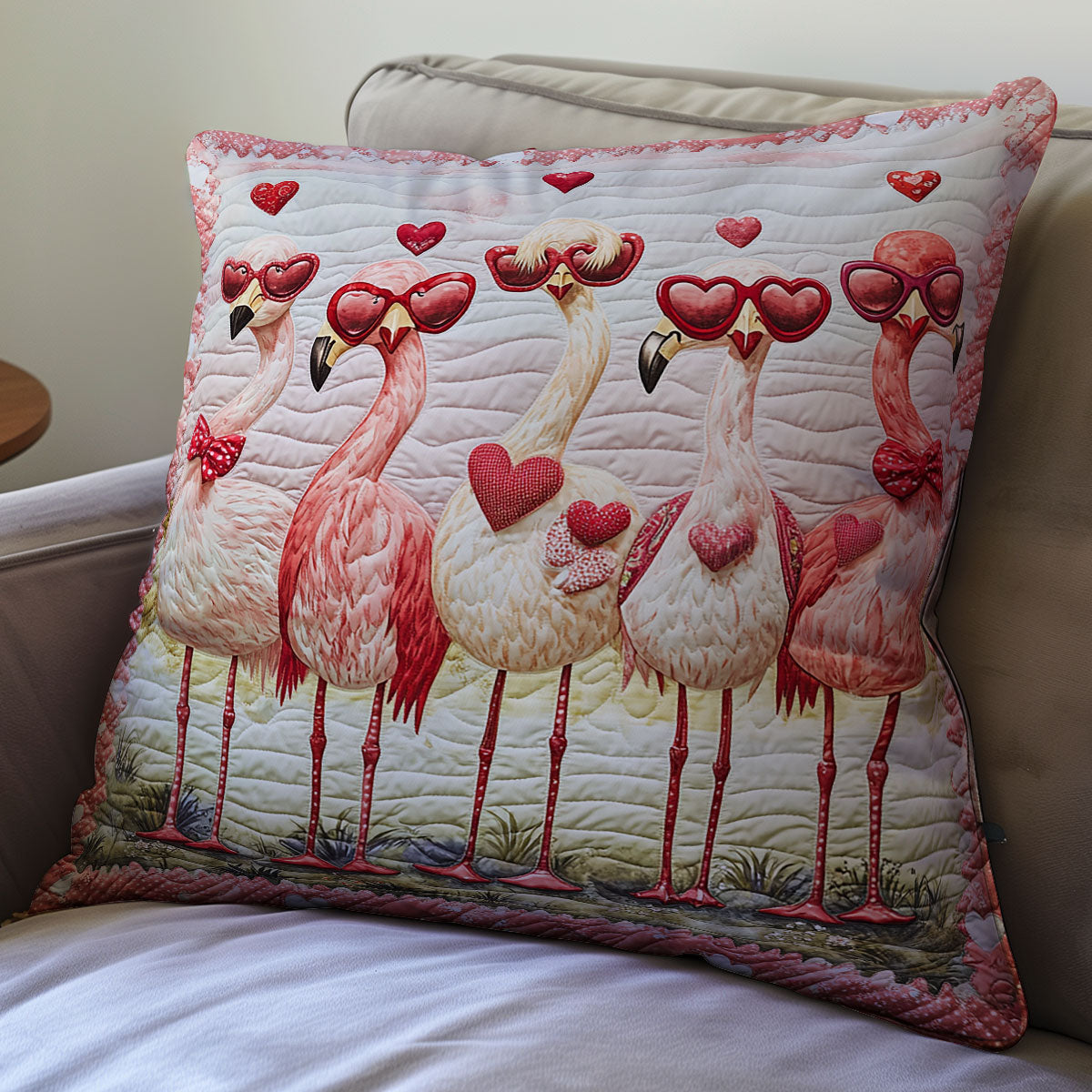 Flamingo Valentine WX0302137CL Quilt Pillow Case