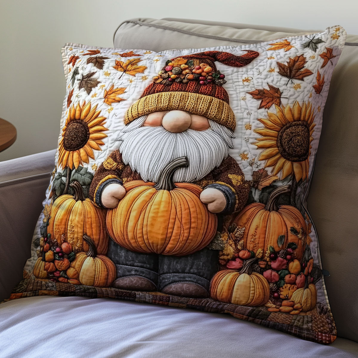 Gnome Pumpkin WX0302153CL Quilt Pillow Case