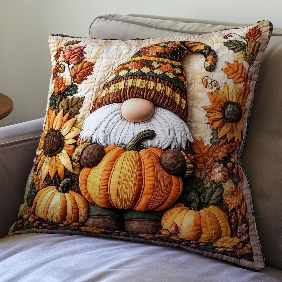 Gnome Pumpkin WX0302151CL Quilt Pillow Case