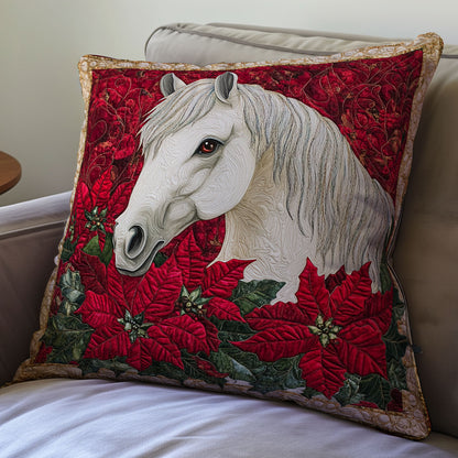 Horse Poinsettia WX2301091CL Quilt Pillow Case