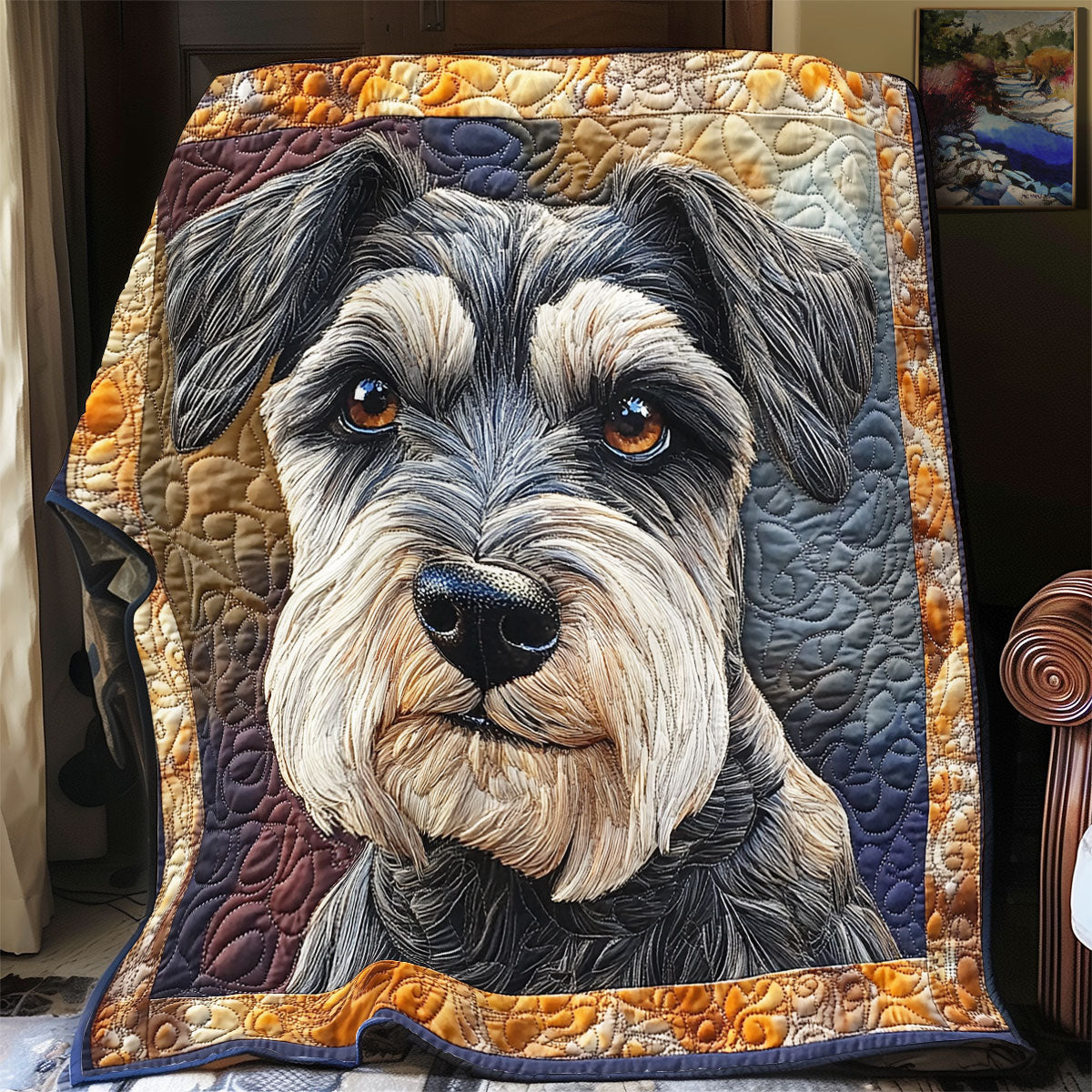 Miniature Schnauzer Portrait WX0303087CL Quilt