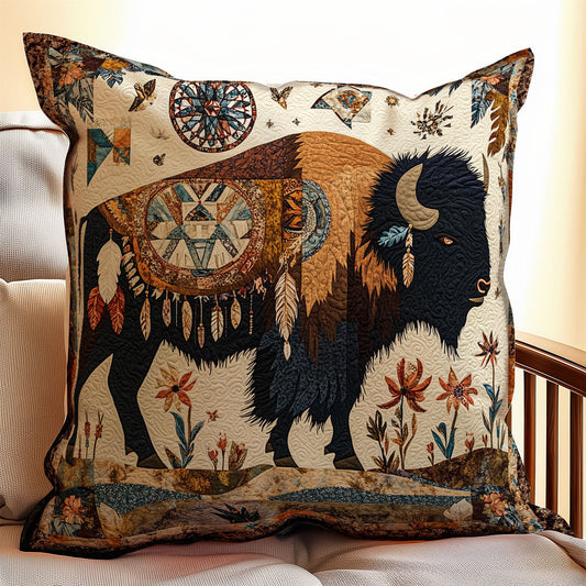 Native American Bison WX2402137CL Quilt Pillow Case