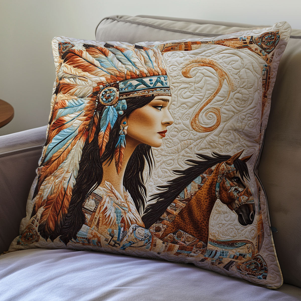 Native American Woman WX0302171CL Quilt Pillow Case