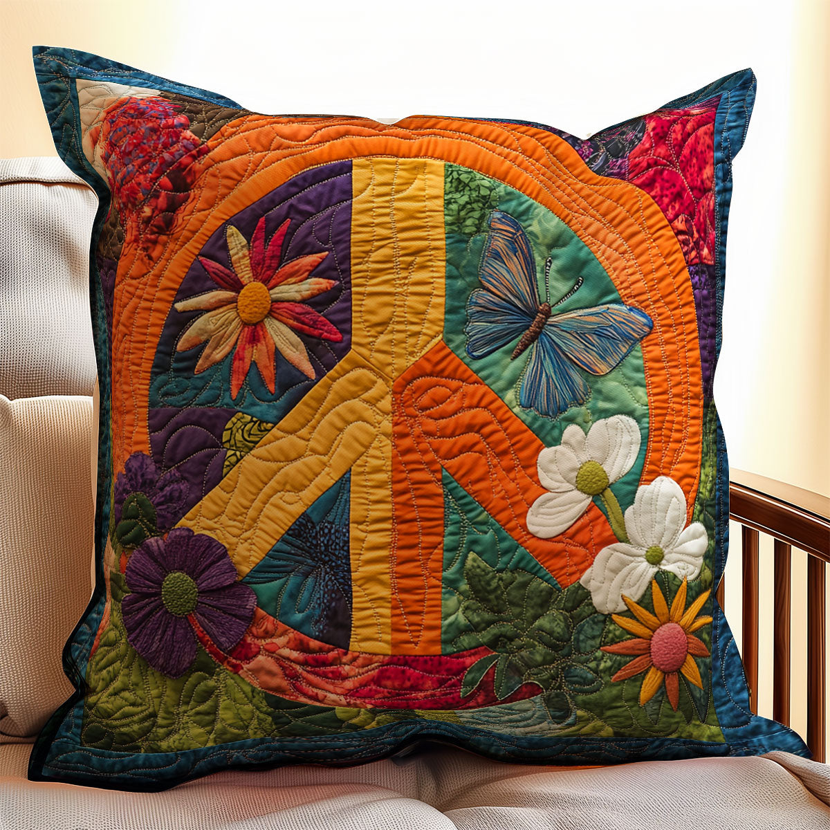 Peace Sign Flower WX2402141CL Quilt Pillow Case