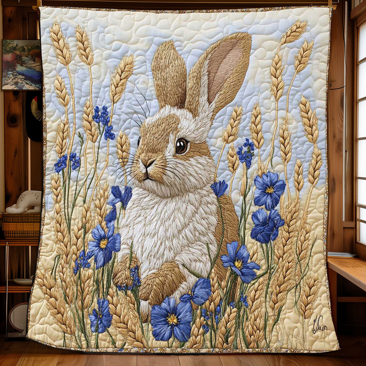 Rabbit Wheat Field WP0801062CL Quilt