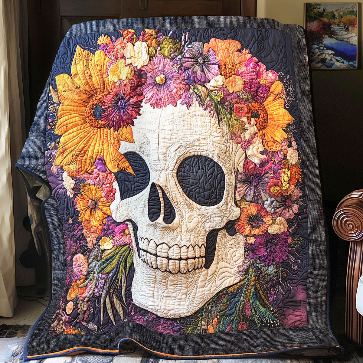Skull Flower WX1701091CL Quilt