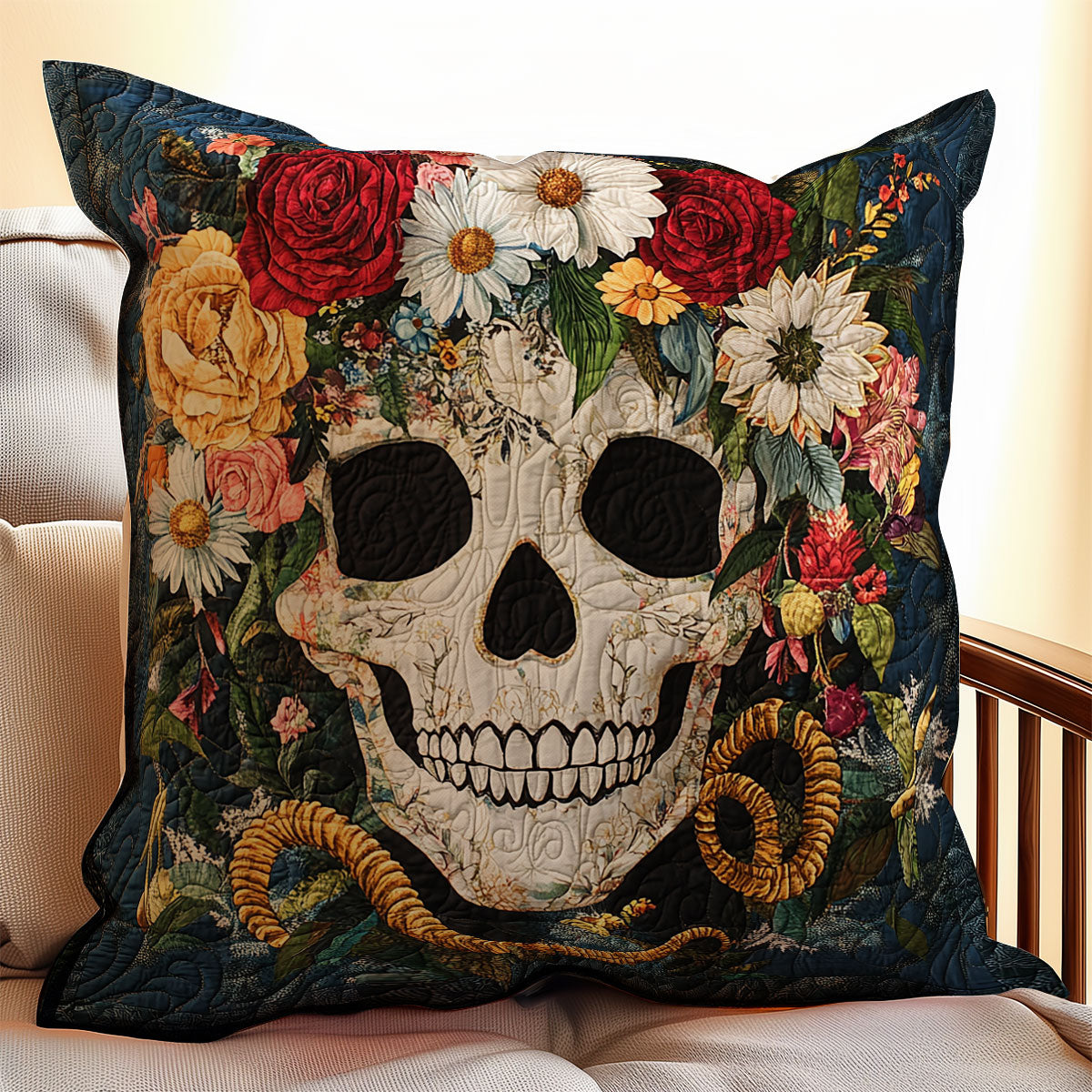 Skull Flower WX2402143CL Quilt Pillow Case