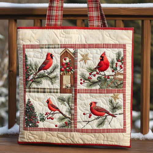 Starry Winter Cardinal WN0711059CL Quilted Tote Bag