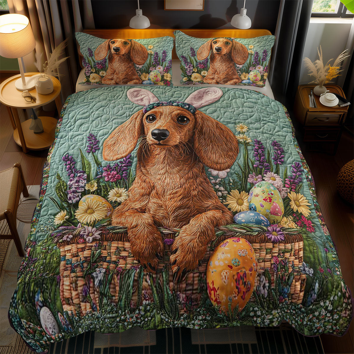 Whimsical Dachshund Bunny WN1701163CL Duvet Cover Set