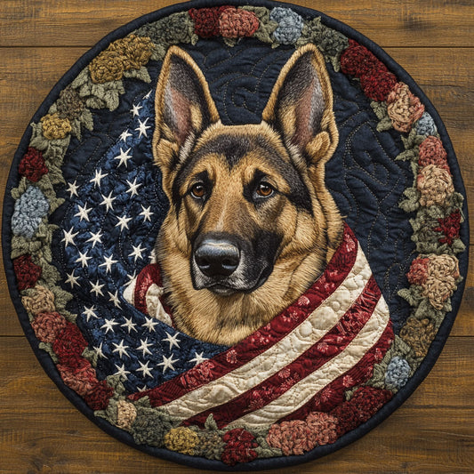Bold German Shepherd WN1006003CL Quilted Round Mat