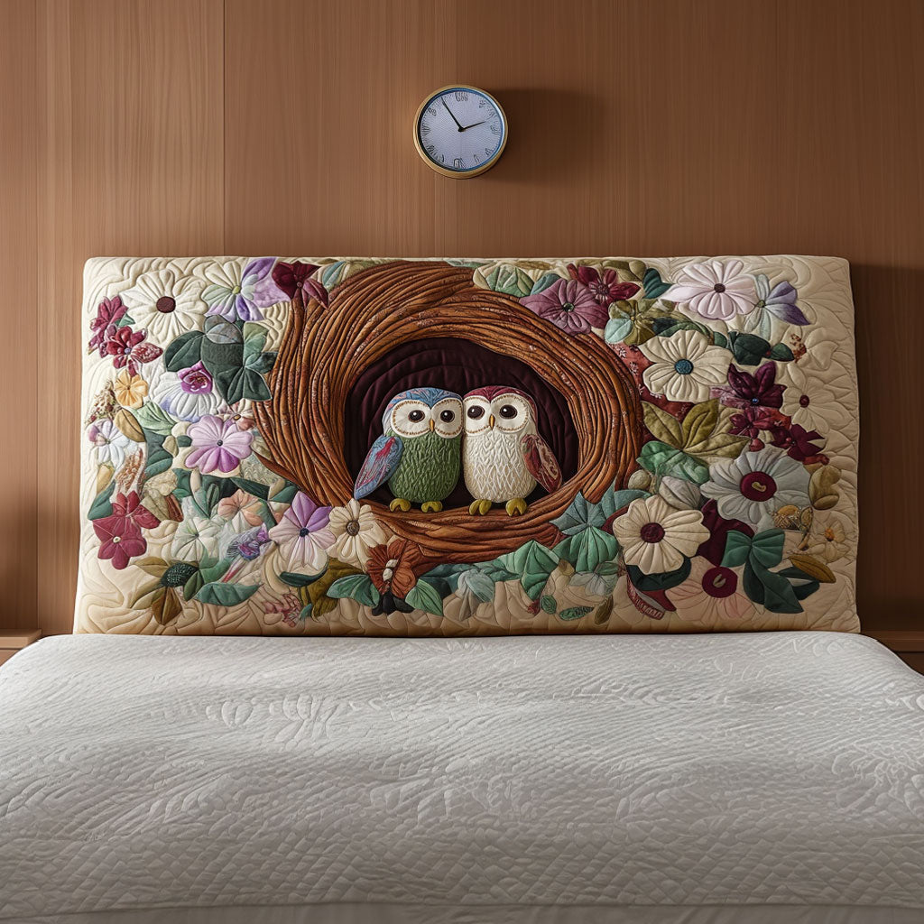 Owl Couple QA2912006CL Quilted Headboard Slipcover
