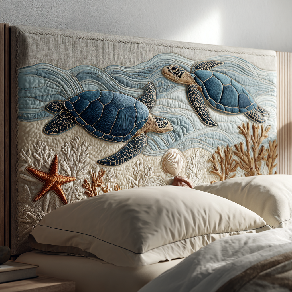 Sea Turtle XR1712012CL Quilted Headboard Slipcover