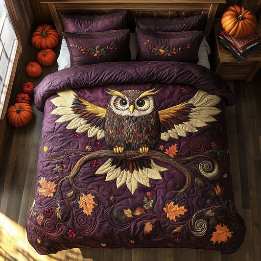 Winging Owl in Purple Myst XK2109015CL Duvet Cover Set