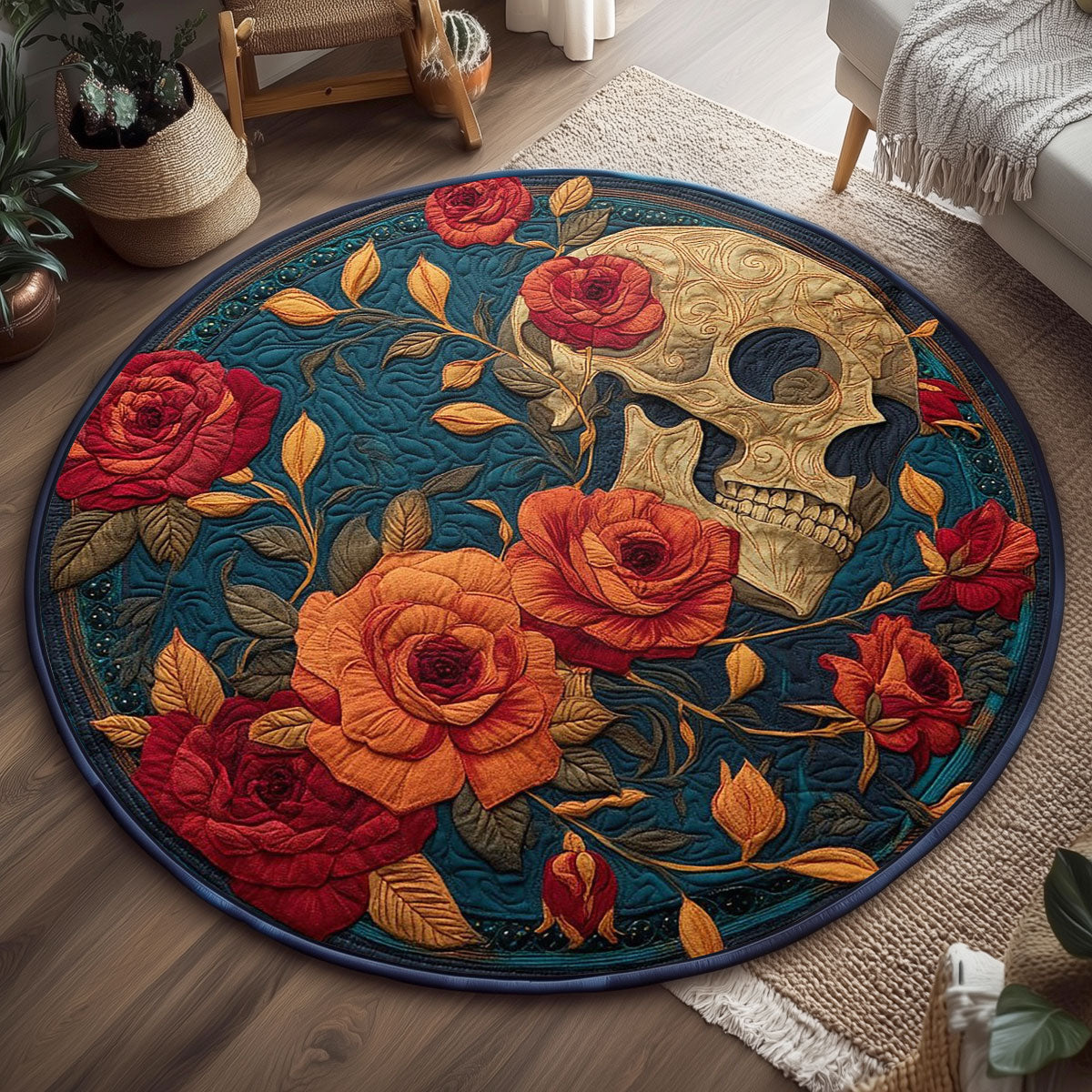 Crimson Remains WP2204017CL Quilted Round Mat