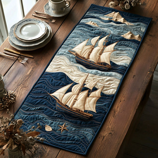 Ocean Compass CP1606006CL Quilted Table Runner