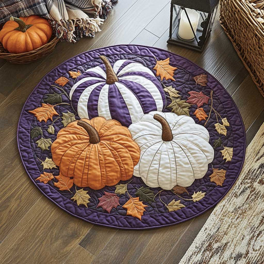 Pumpkin And Plaid WN0804025CL Quilted Round Mat