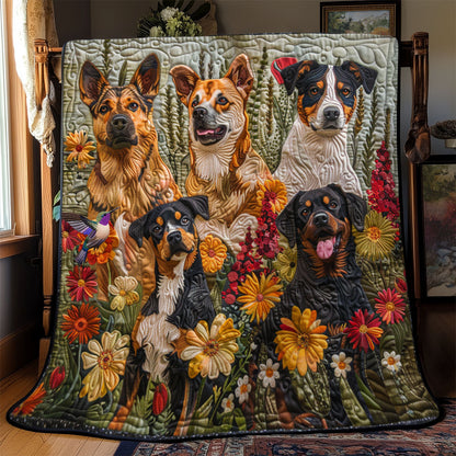Dog Play With Flower YR2112005CL Quilt