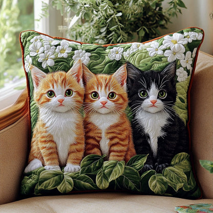 Cats in Garden CW0701078CL Quilt Pillow Case