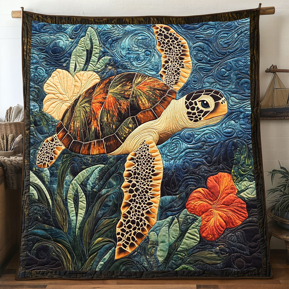 Hibiscus Turtle WP1905024CL Quilt