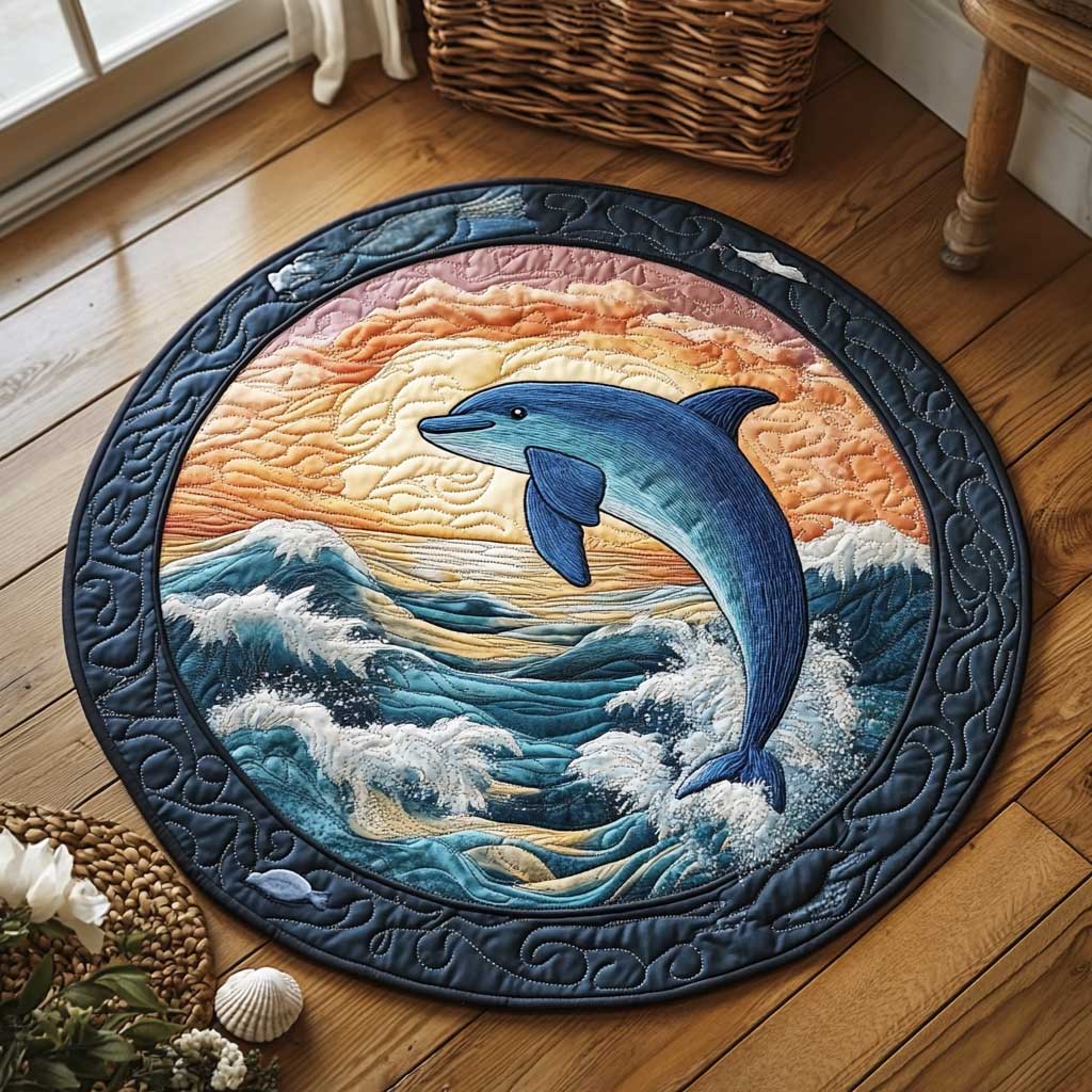 Dreamy Dolphin WN2103041CL Quilted Round Mat