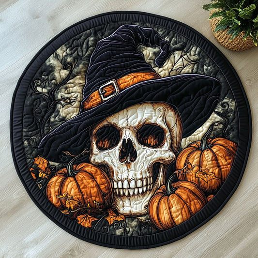 Mystic Pumpkin Skull CW2507045CL Quilted Round Mat