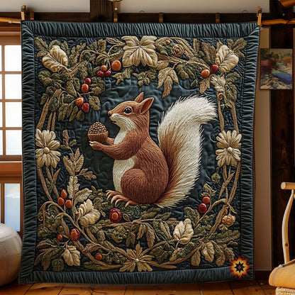 Squirrel In Acorns Wreath WY2312060CL Quilt