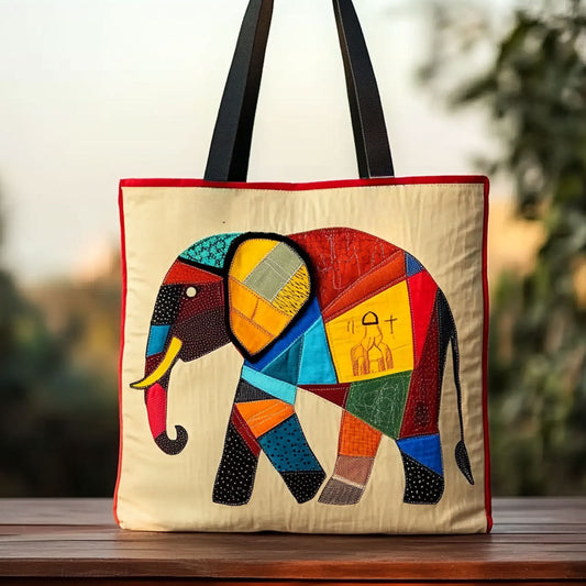 Mosaic Elephant Heart WN0910047CL Quilted Tote Bag