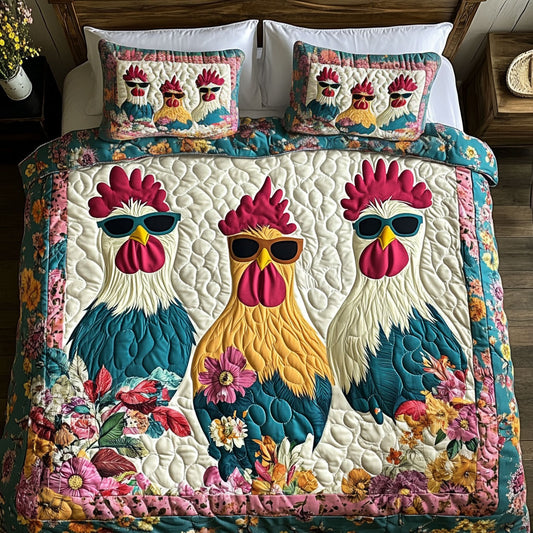 Sunglasses Chicken In Flower WY2901110CL Duvet Cover Set