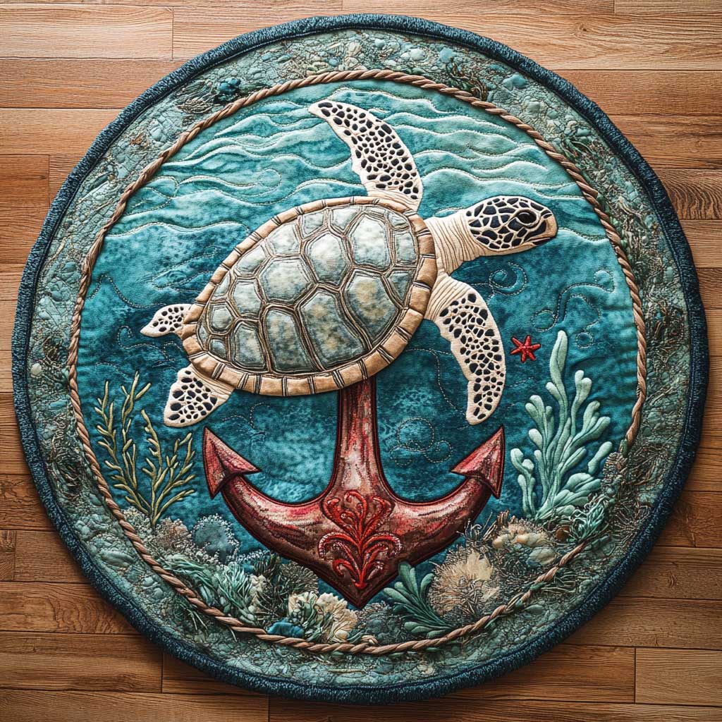 Turtle And Anchor WN0905042CL Quilted Round Mat
