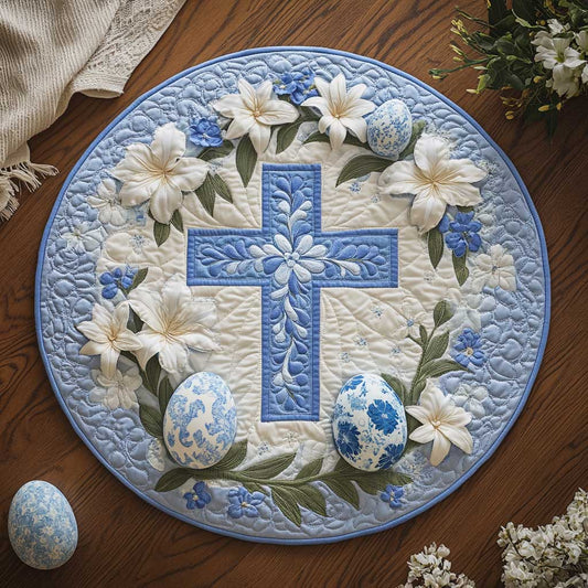 Easter Cross Glory WN2203018CL Quilted Round Mat