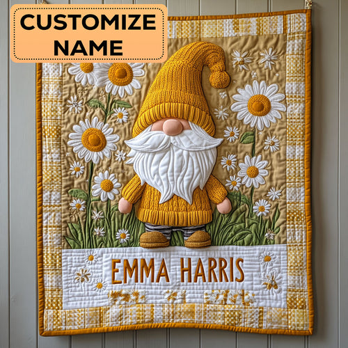 Gnome Flower Love CW3007031CL Personalized Baby Quilt