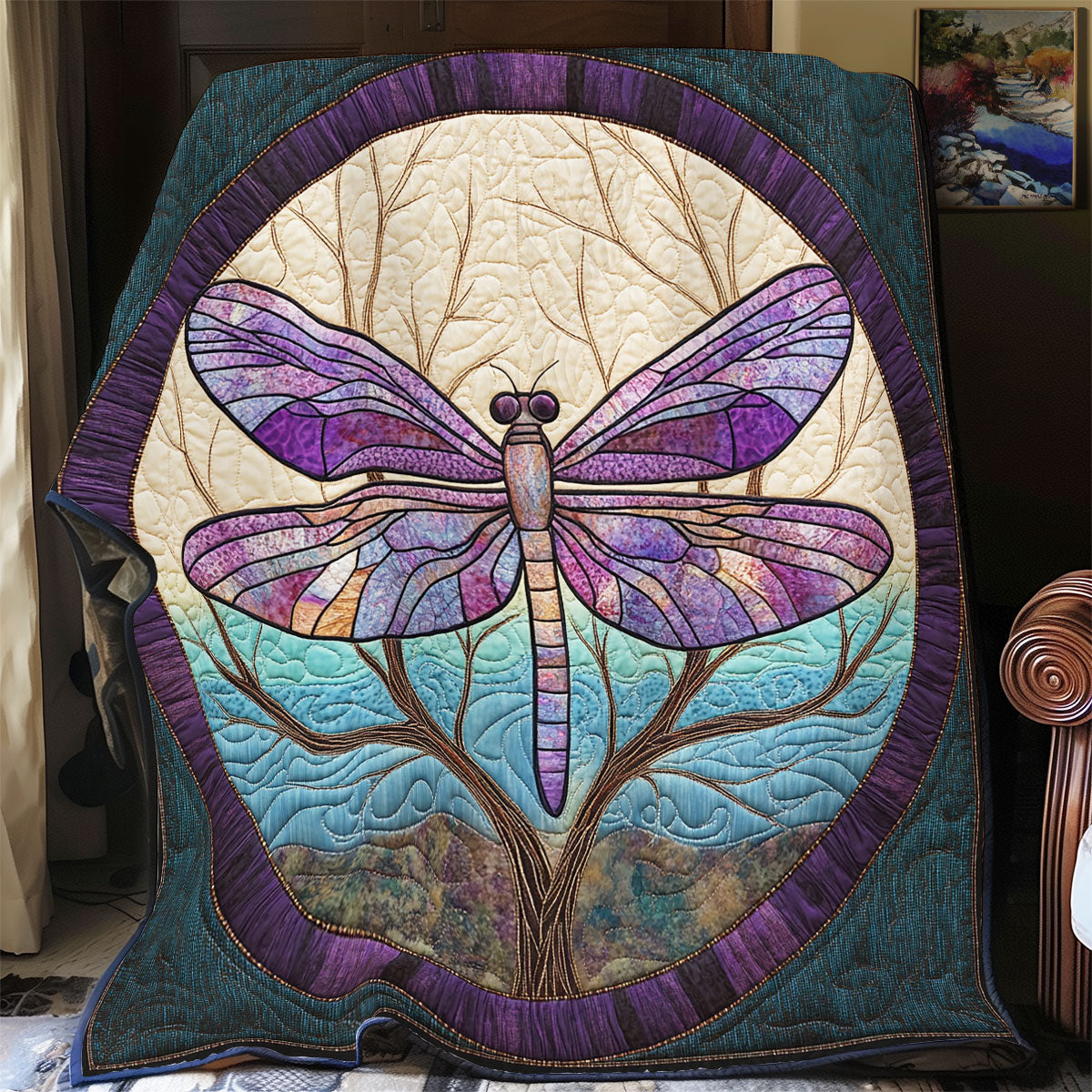 Stained Glass Dragonfly WX1306041CL Quilt