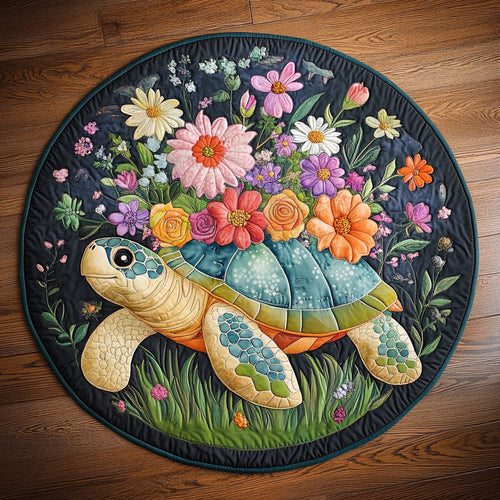 Turtle Bloom KL2111020CL Quilted Round Mat