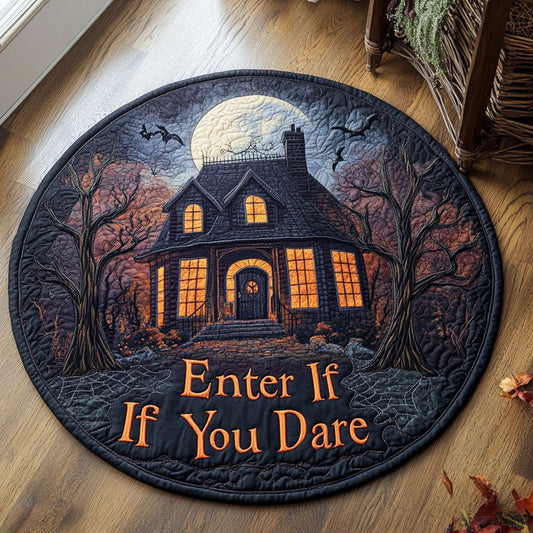 Haunted Welcome CP3006042CL Quilted Round Mat