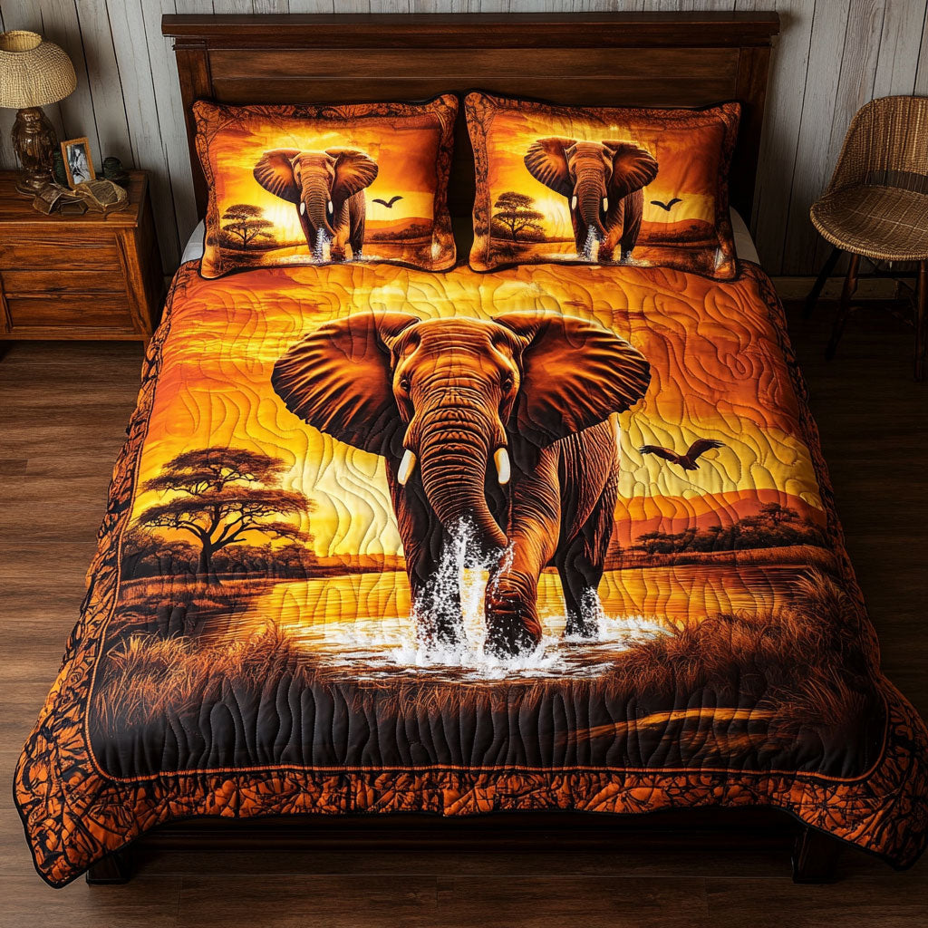 Elephant In Sunset WY2802110CL Duvet Cover Set