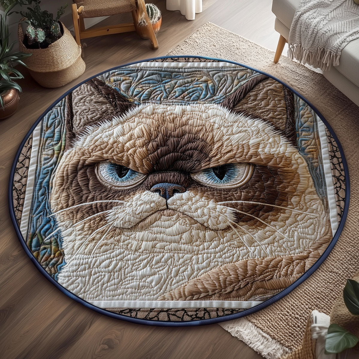 Whiskered Wrath CP3005012CL Quilted Round Mat
