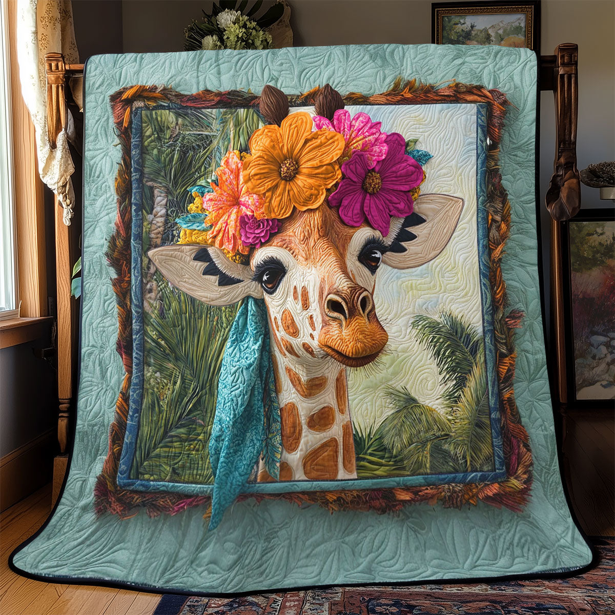 Floral Giraffe CP0404010 Quilt
