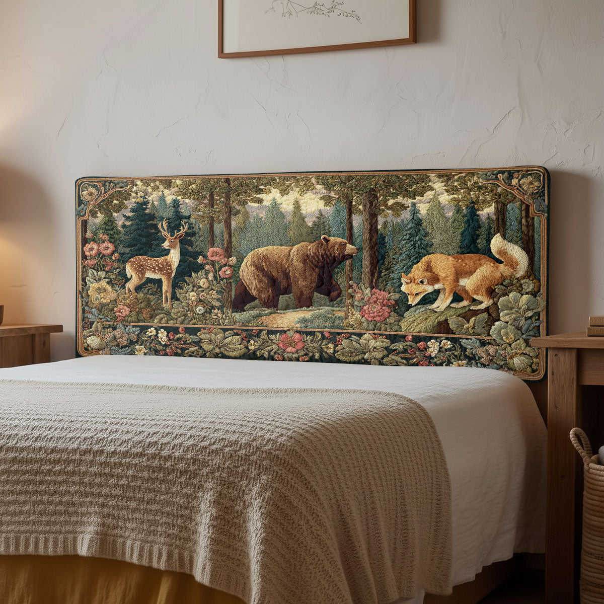 Cozy Woodland Animals CW3012007CL Quilted Headboard Slipcover