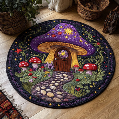 Magical Mushroom House WY1107020CL Quilted Round Mat